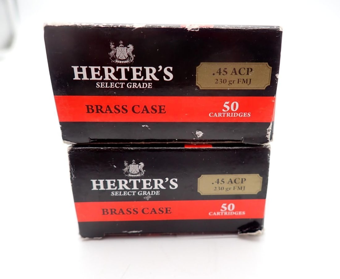 (2) Boxes of Herters .45 Auto Cartridges - 2