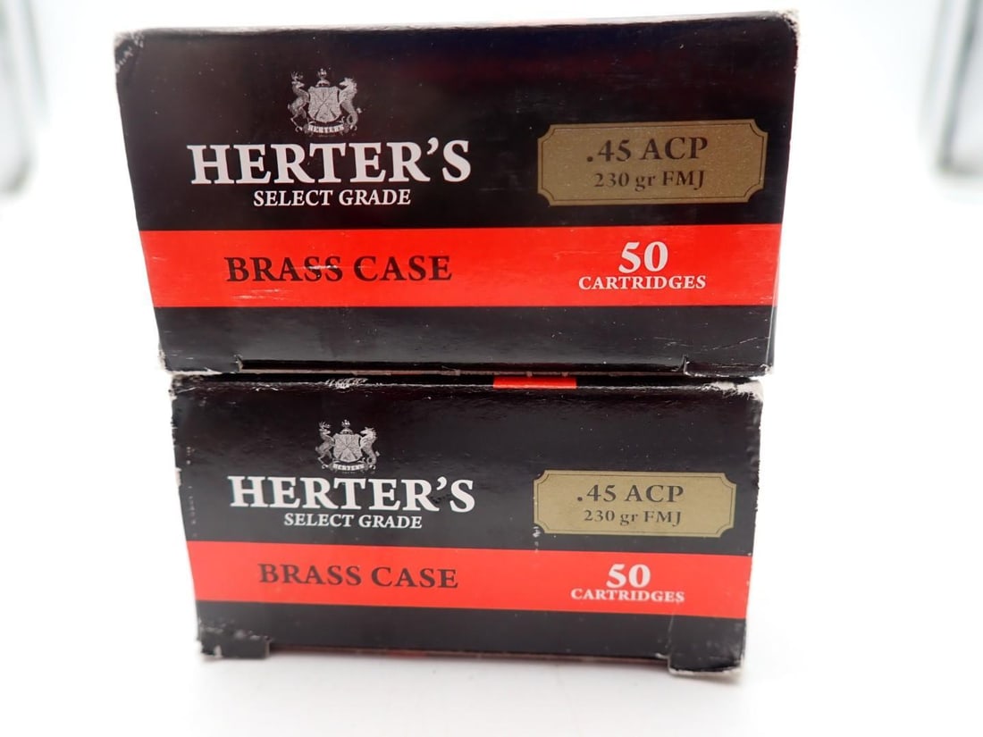 (2) Boxes of Herters .45 Auto Cartridges - 2