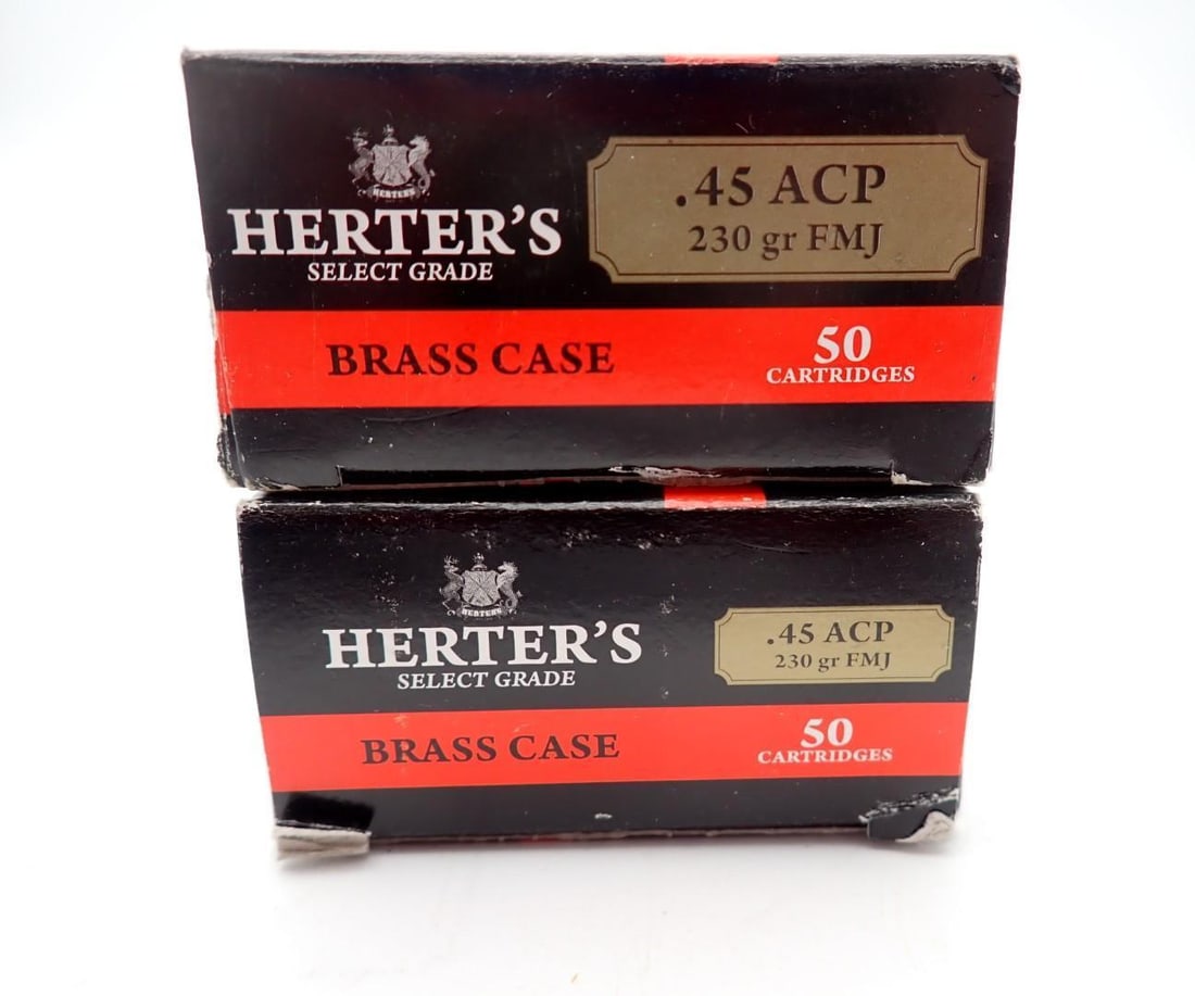 (2) Boxes of Herters .45 Auto Cartridges - 2