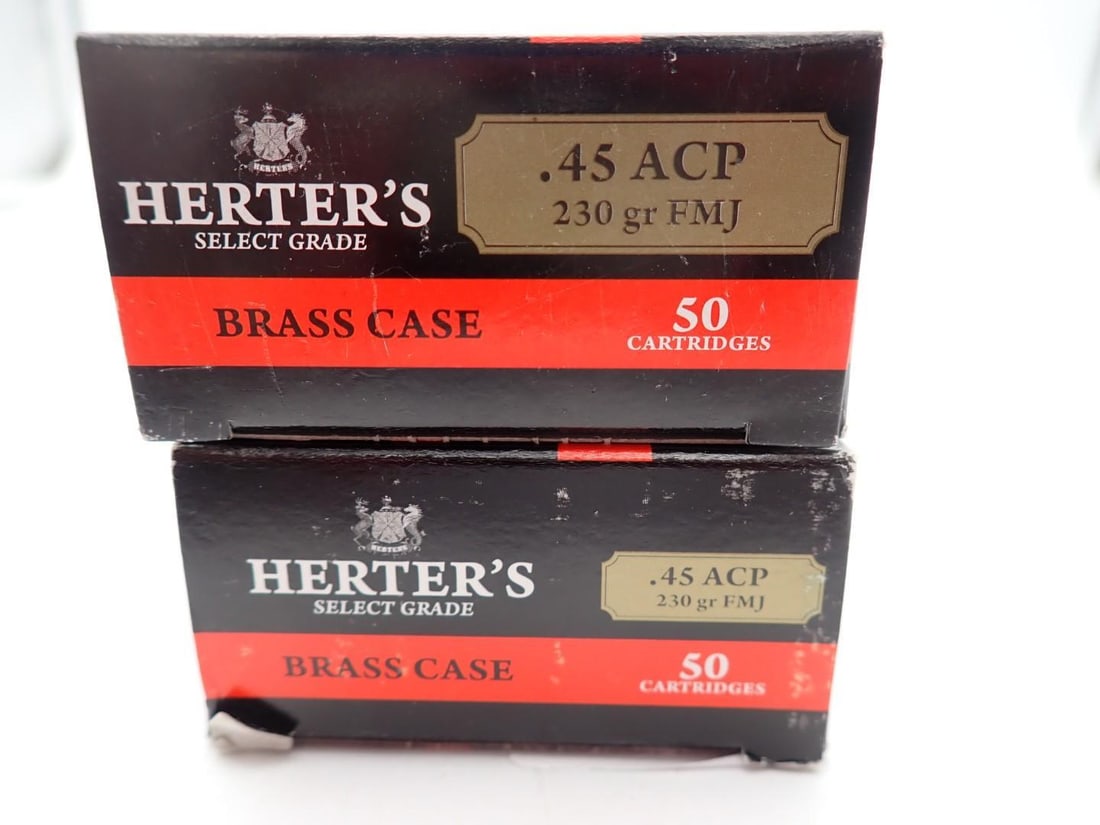 (2) Boxes of Herters .45 Auto Cartridges - 2