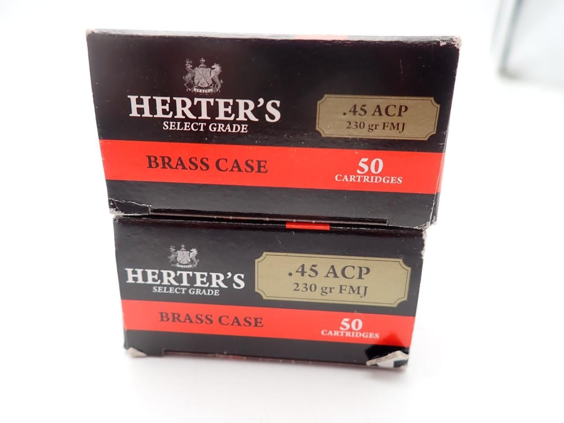 (2) Boxes of Herters .45 Auto Cartridges - 2