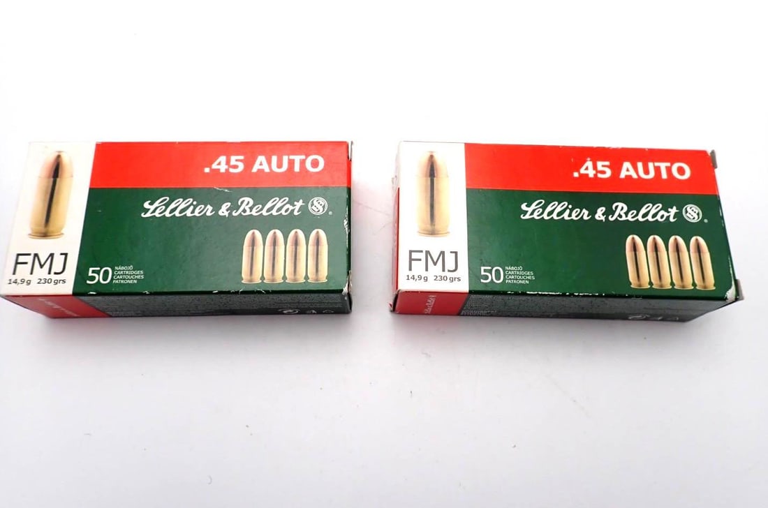 (2) Boxes of Sellier & Bellot .45 Auto Cartridges: (2) Boxes of Sellier & Bellot .45 Auto Cartridges