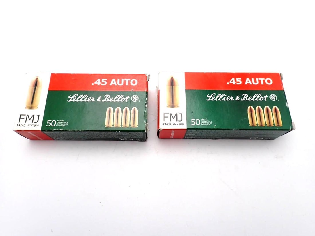 (2) Boxes of Sellier & Bellot .45 Auto Cartridges: (2) Boxes of Sellier & Bellot .45 Auto Cartridges