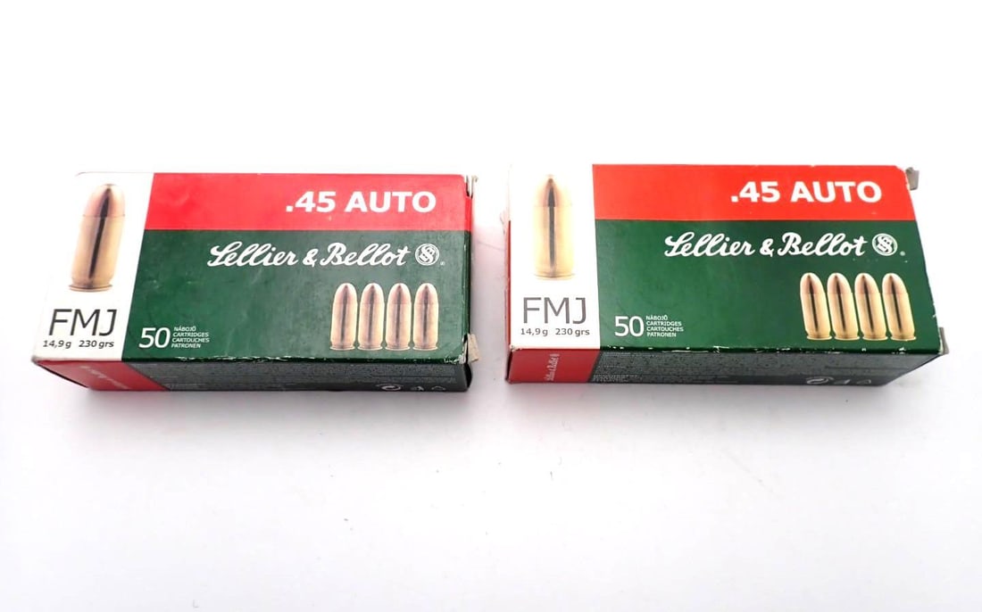 (2) Boxes of Sellier & Bellot .45 Auto Cartridges: (2) Boxes of Sellier & Bellot .45 Auto Cartridges