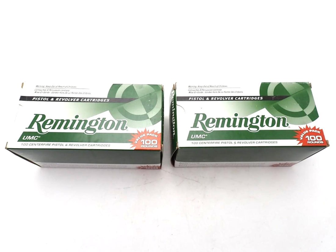 (2) 100 Round Boxes of Remington .45 Auto JHP Cartridges: (2) 100 Round Boxes of Remington .45 Auto JHP Cartridges