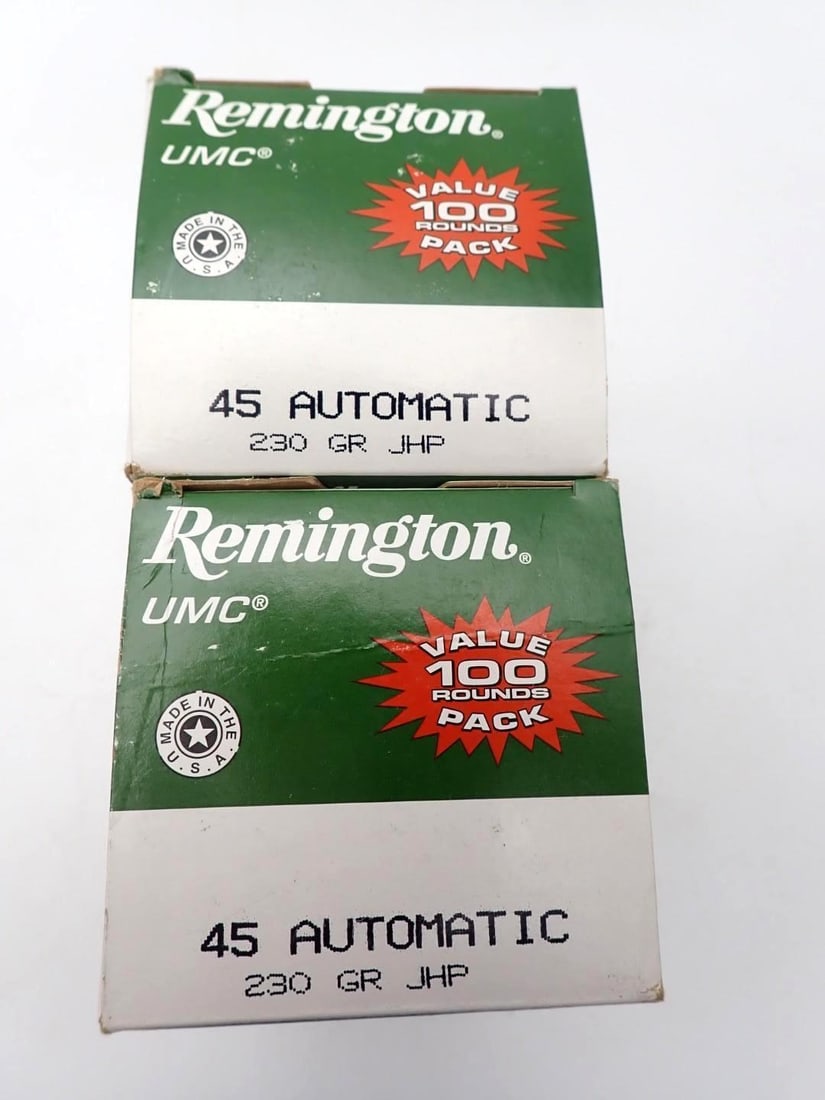 (2) 100 Round Boxes of Remington .45 Auto JHP Cartridges - 2