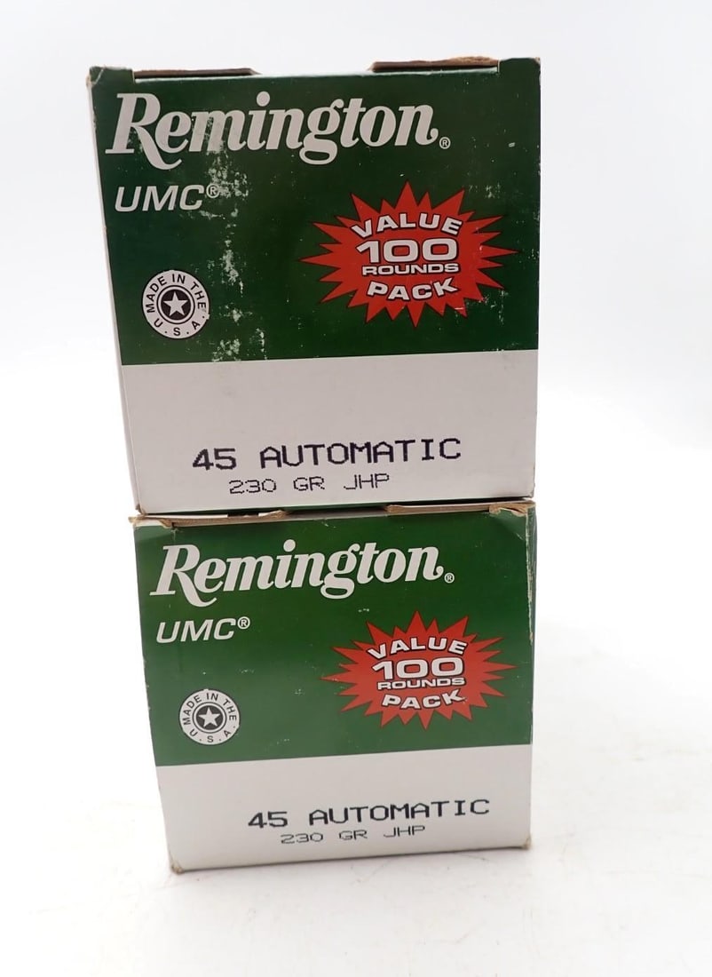 (2) 100 Round Boxes of Remington .45 Auto JHP Cartridges - 2