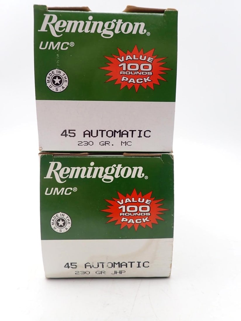 (2) 100 Round Boxes of Remington .45 Auto JHP Cartridges - 2