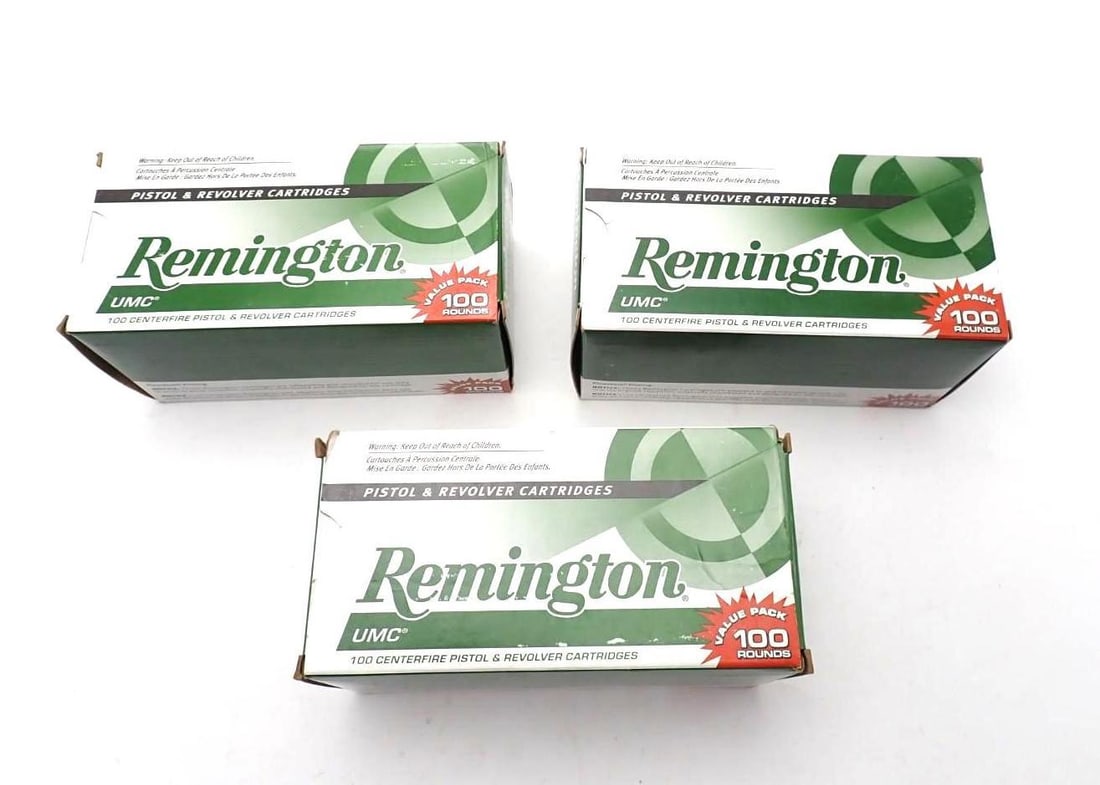 (3) Value Packs of Remington .45 Auto JHP Cartridges: one box is short, (274) cartridges total