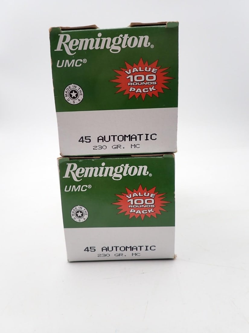 (2) 100 Round Boxes of Remington .45 Auto Cartridges - 2