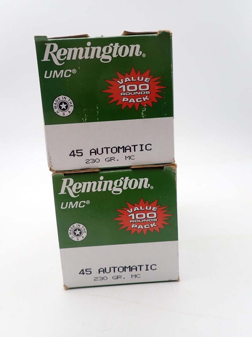(2) 100 Round Boxes of Remington .45 Auto Cartridges - 2
