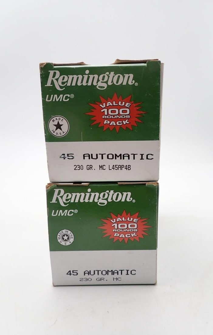 (2) 100 Round Boxes of Remington .45 Auto Cartridges - 2
