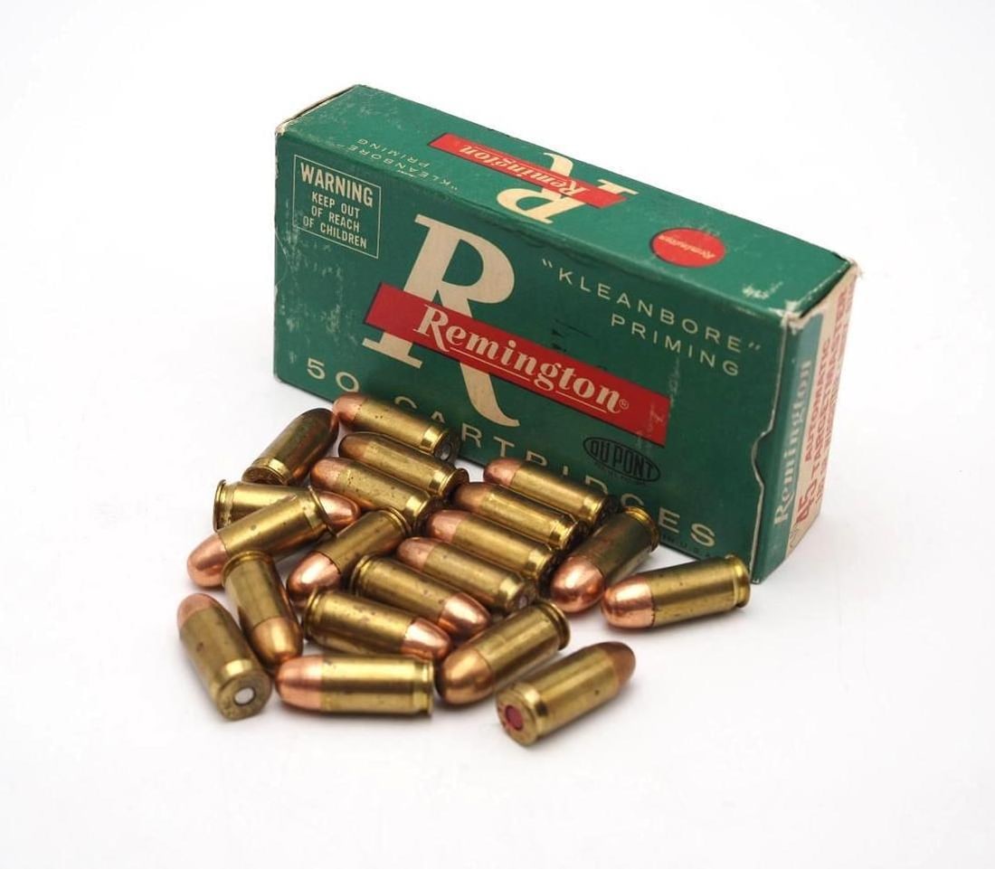Vintage Box of Remington .45 Auto Cartridges: along with (20) loose cartridges