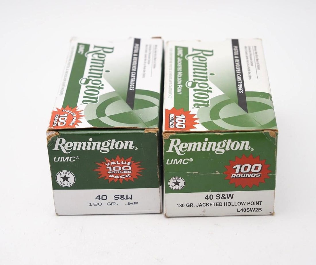 (2) 100 Round Boxes of Remington .40 S&W JHP Cartridges - 2