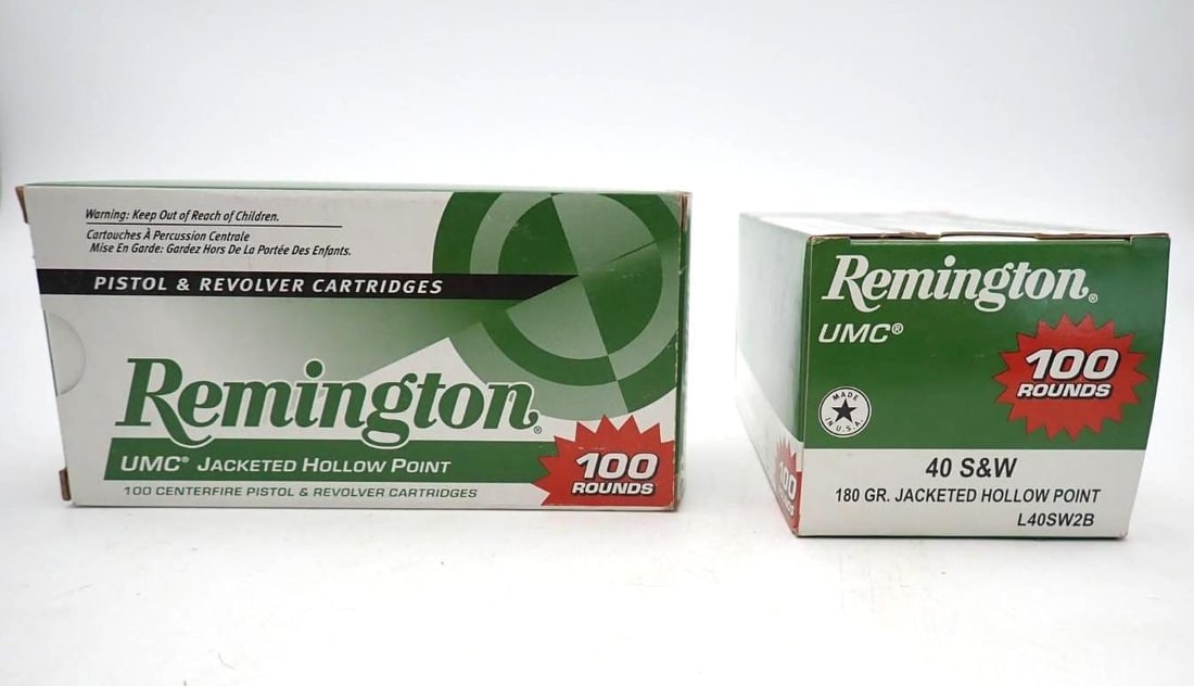 (2) 100 Round Boxes of Remington .40 S&W JHP Cartridges: (2) 100 Round Boxes of Remington .40 S&W JHP Cartridges