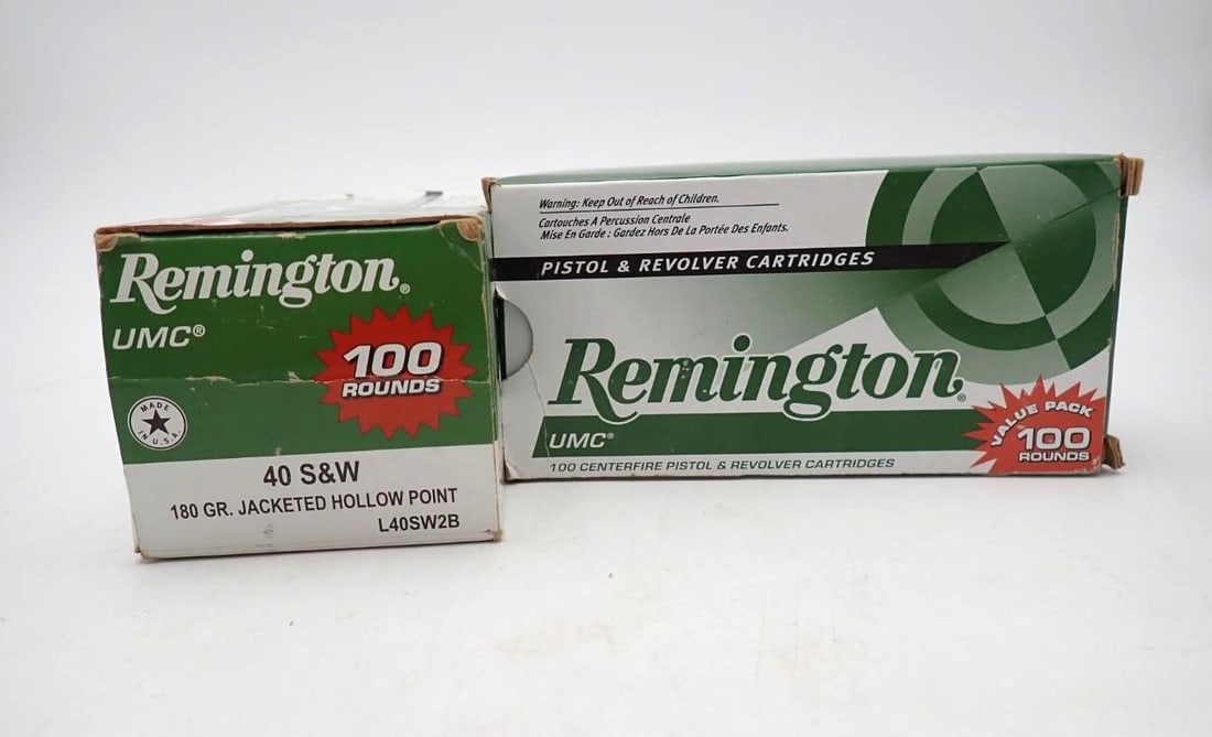 (2) 100 Round Boxes of Remington .40 S&W JHP Cartridges: (2) 100 Round Boxes of Remington .40 S&W JHP Cartridges