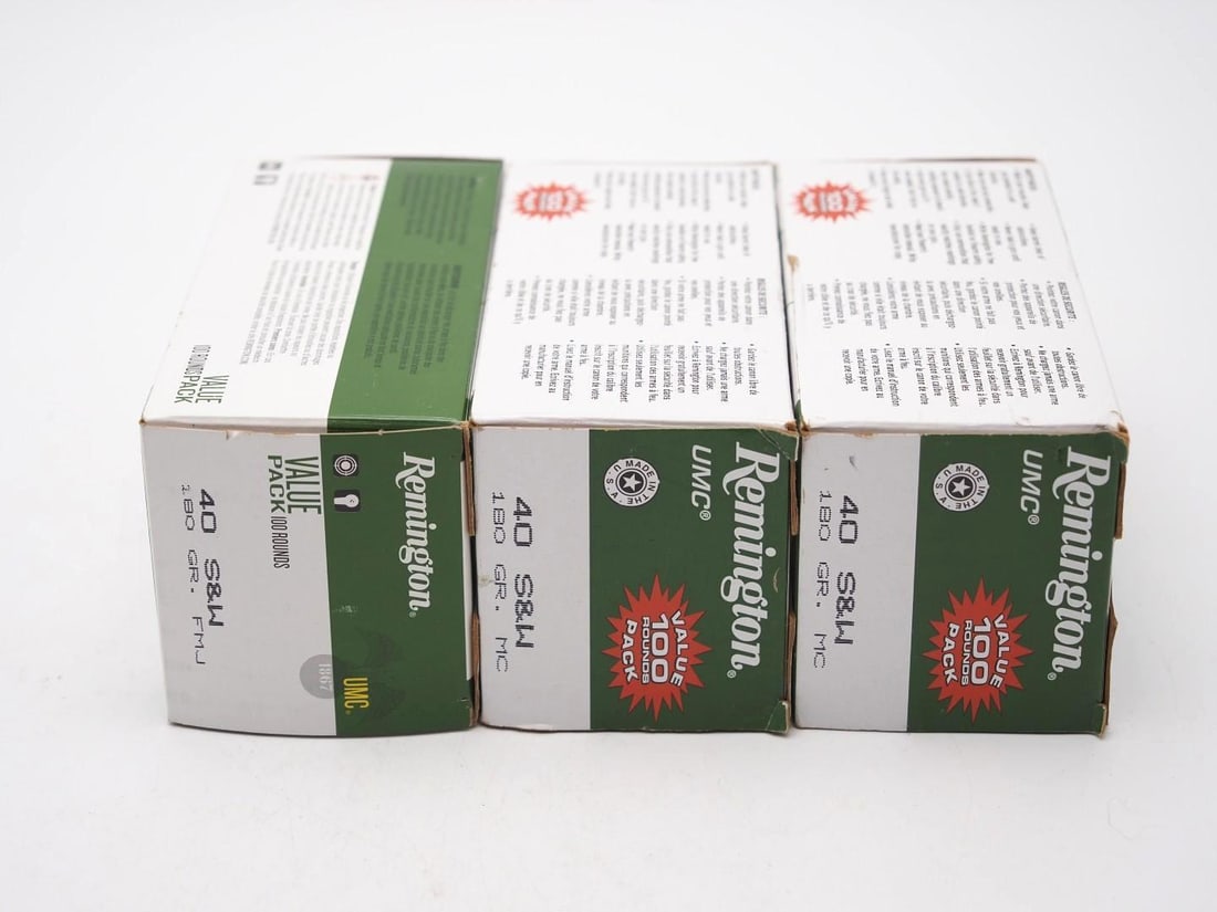 (3) 100 Round Boxes of Remington .40 S&W Cartridges - 4