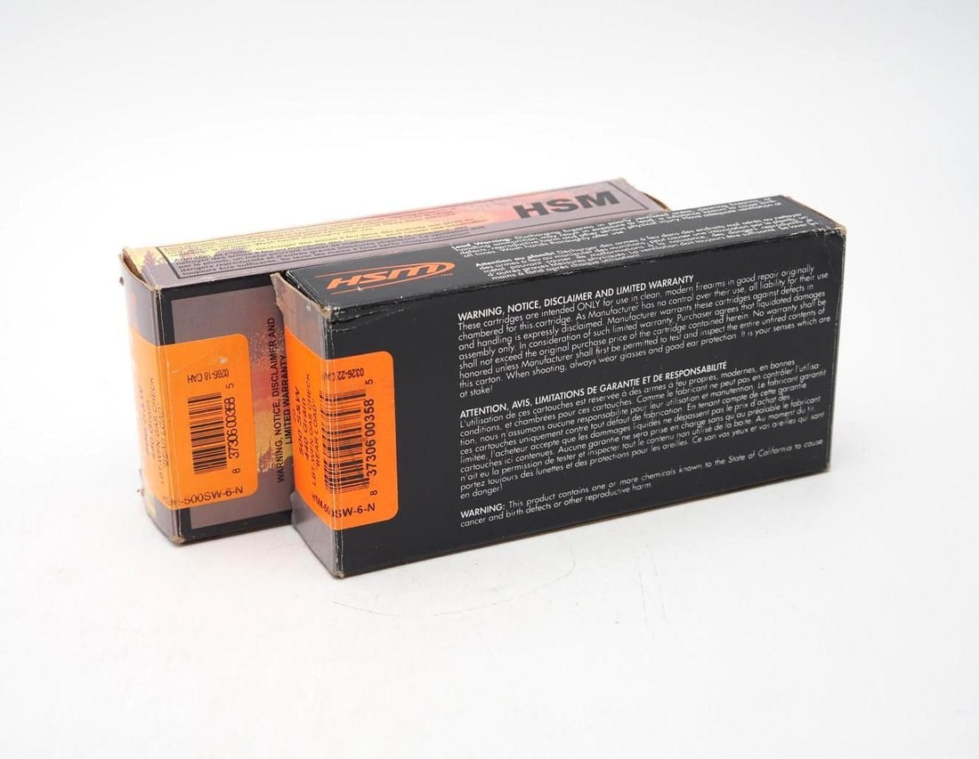 (2) Boxes of HSM Bear Load .500 S&W Cartridges - 4