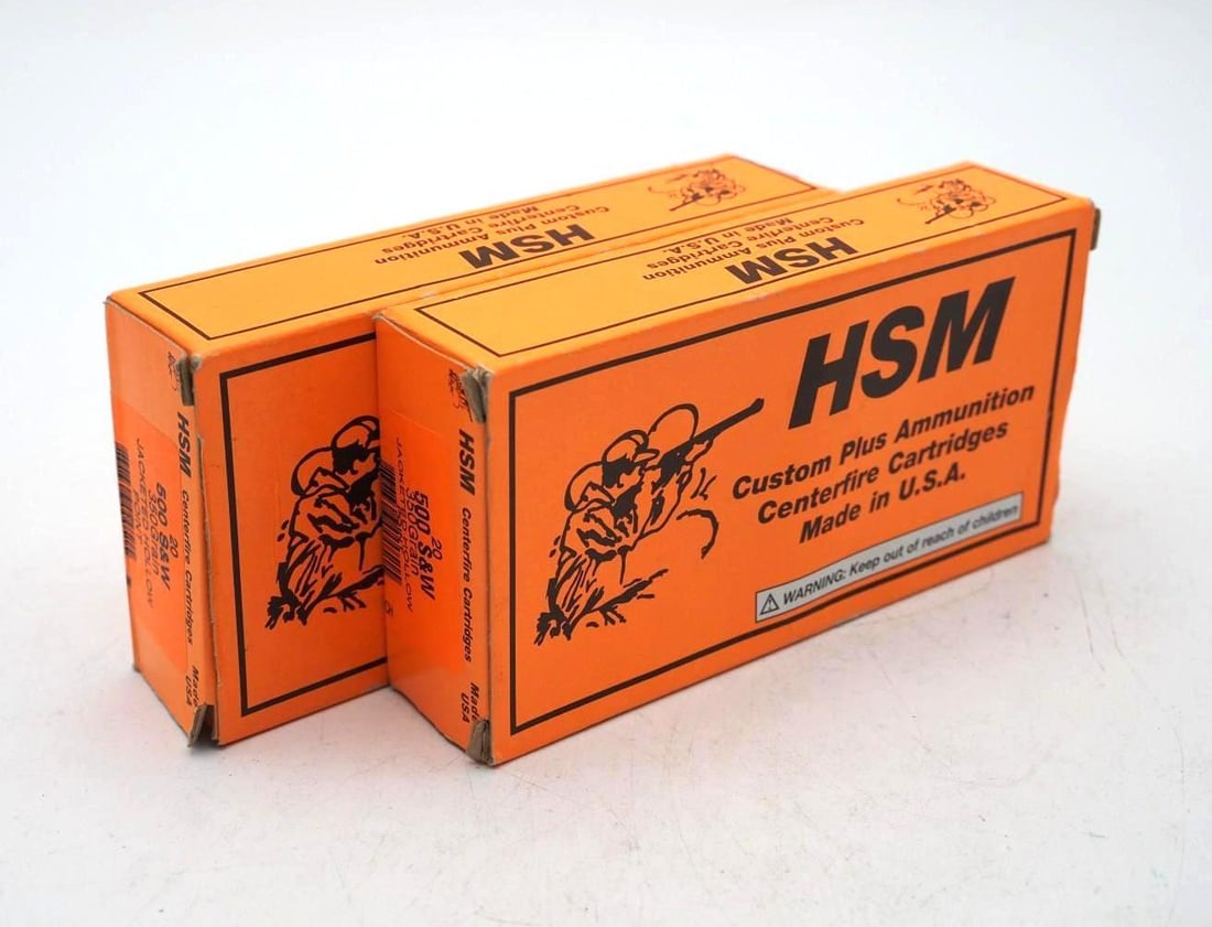 (2) Boxes of HSM JHP .500 S&W Cartridges: (2) Boxes of HSM JHP .500 S&W Cartridges