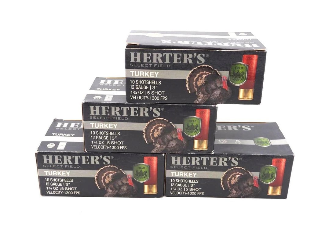 (4) Boxes of Herters Select Field 12 Ga. Turkey Shotgun Shells (1 of 2)