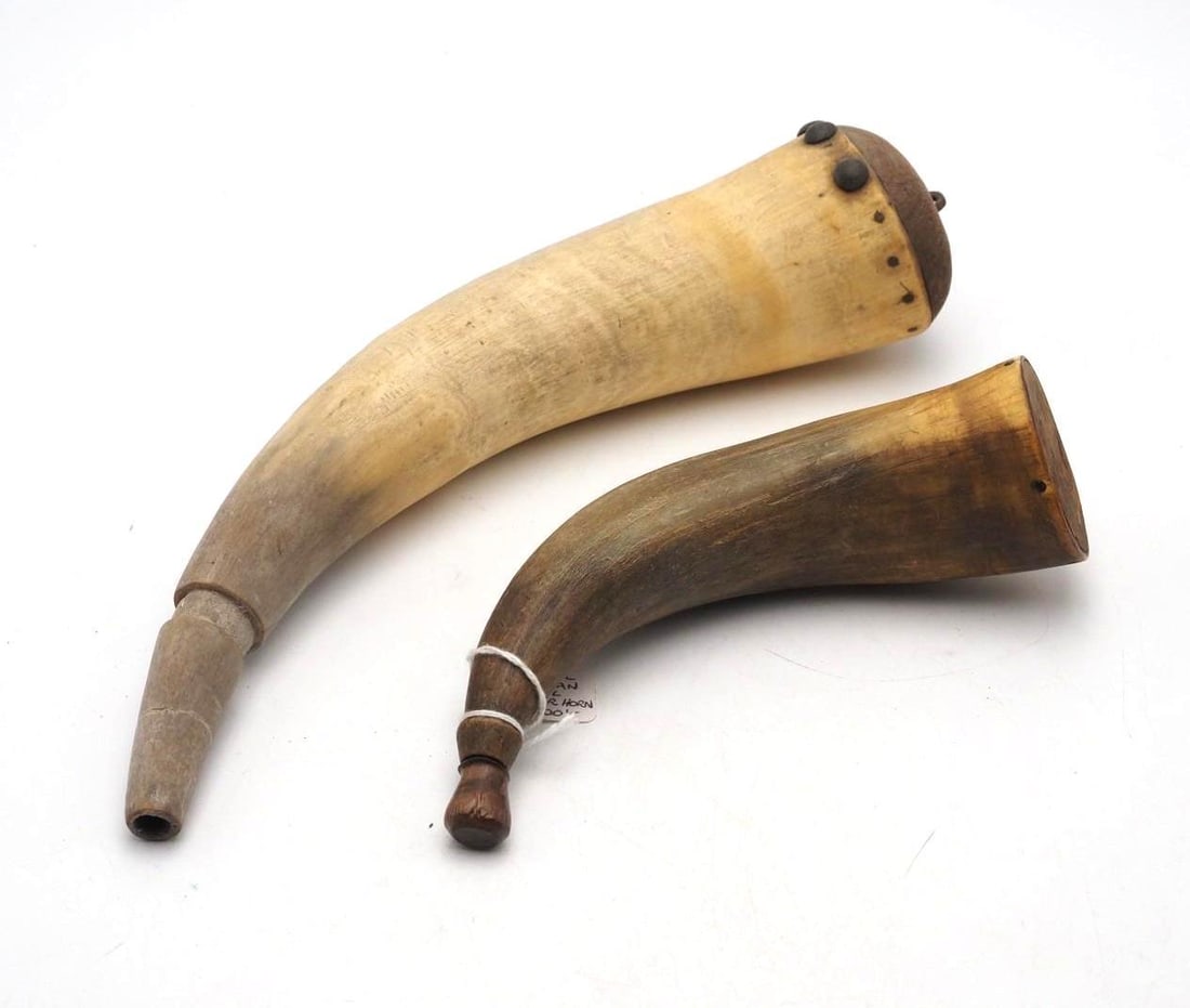 (2) Antique Powder Horns - 2