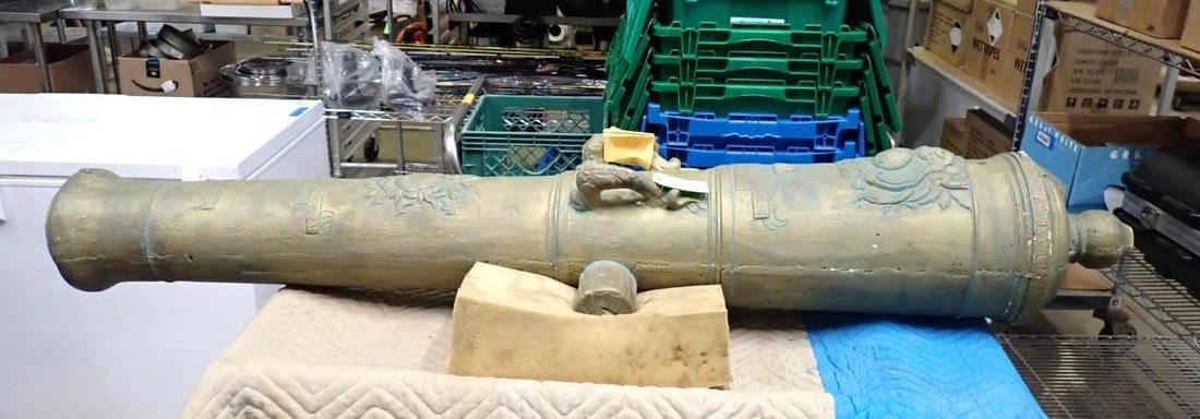 Large Scale French Cannon Plaster Replica: 65" in length