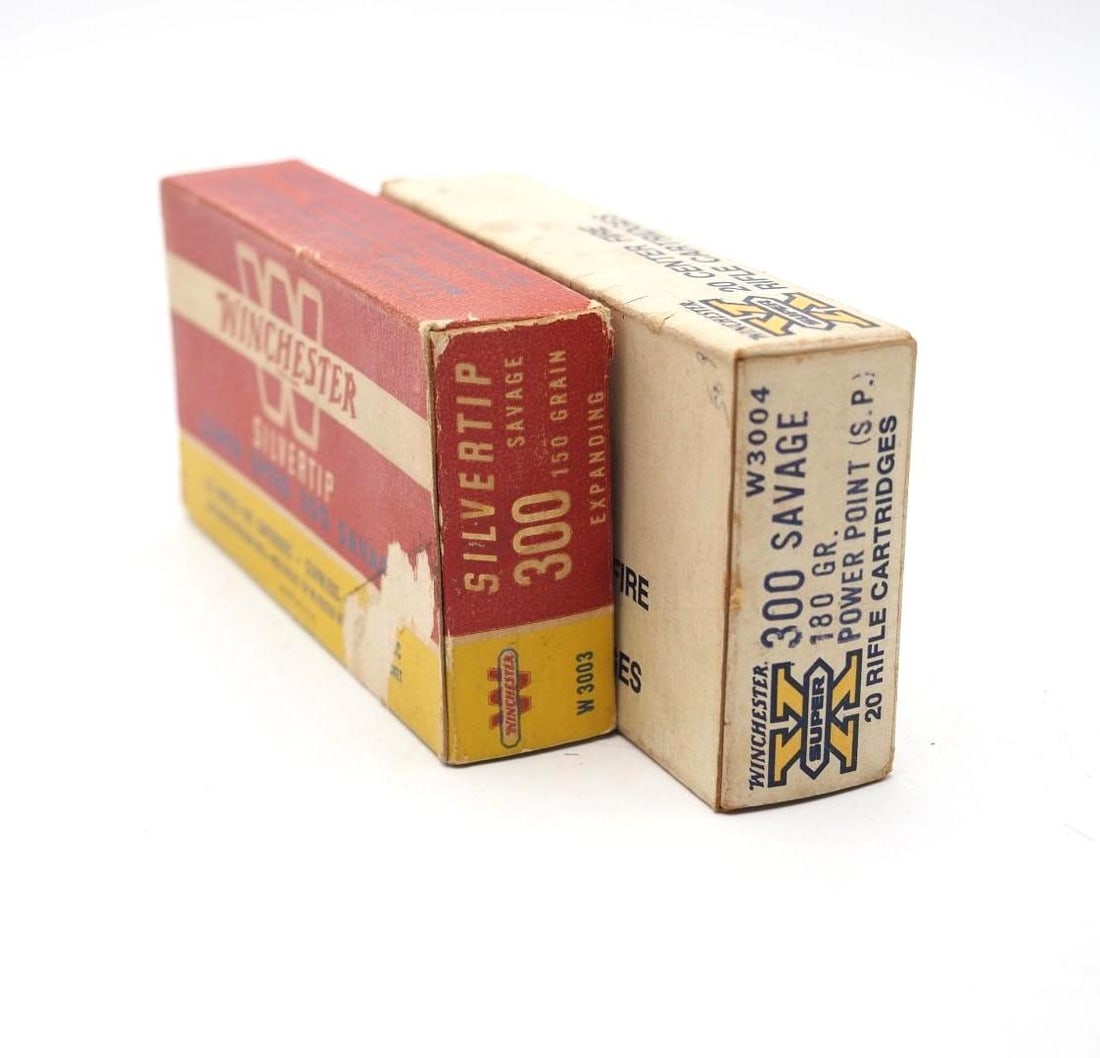 (2) Vintage .300 Savage Cartridge Boxes W/ Contents - 2