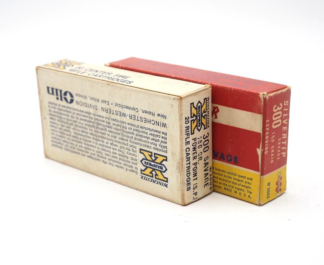 (2) Vintage .300 Savage Cartridge Boxes W/ Contents - 3