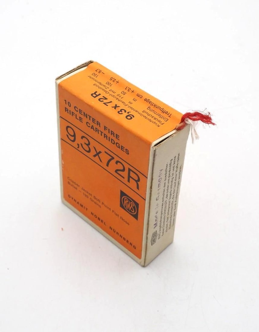 Box of Vintage RWS 9.3x72R Cartridges - 2