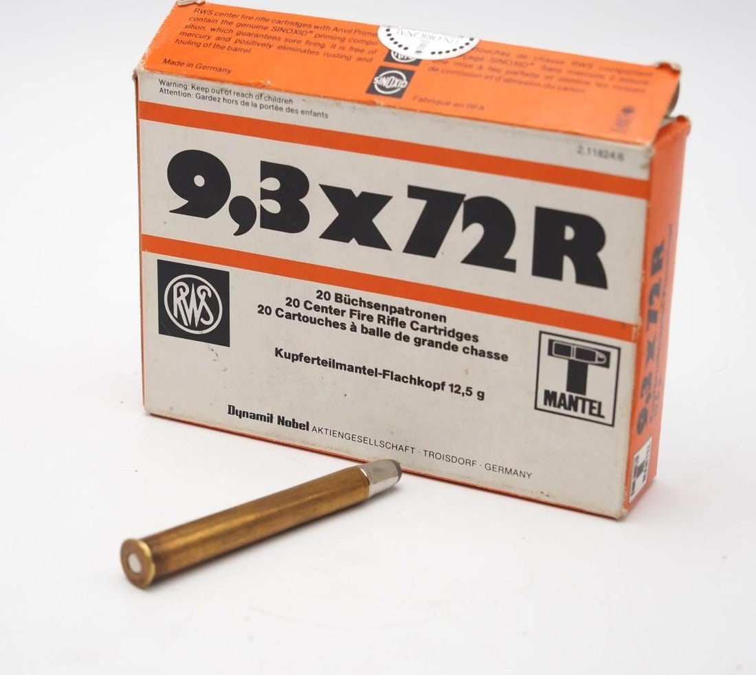 Box of Vintage RWS 9.3x72R Cartridges - 3