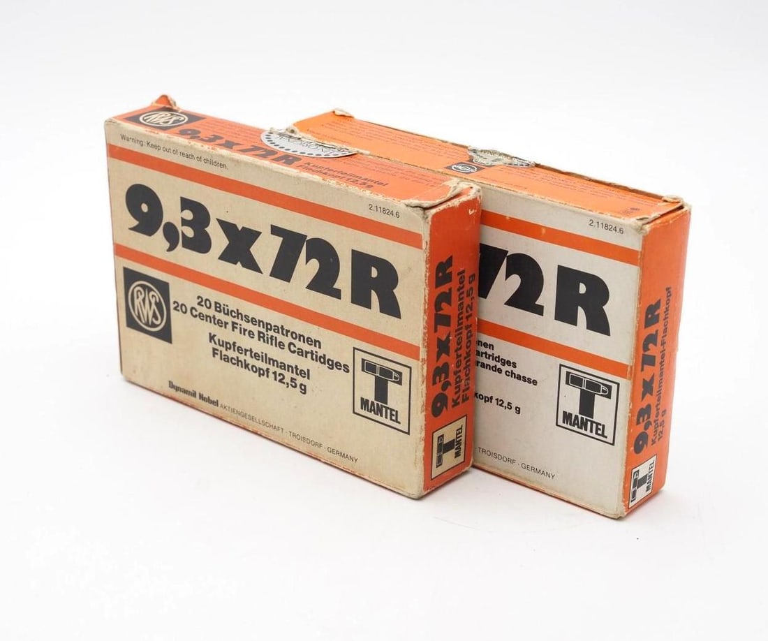 (23) Vintage RWS 9.3x72R Cartridges in Boxes - 2