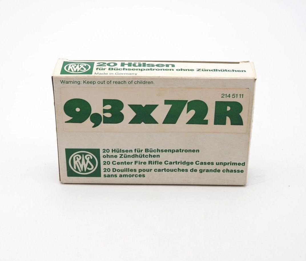 Box of Vintage RWS 9.3x72R Unprimed Brass: (20) pcs