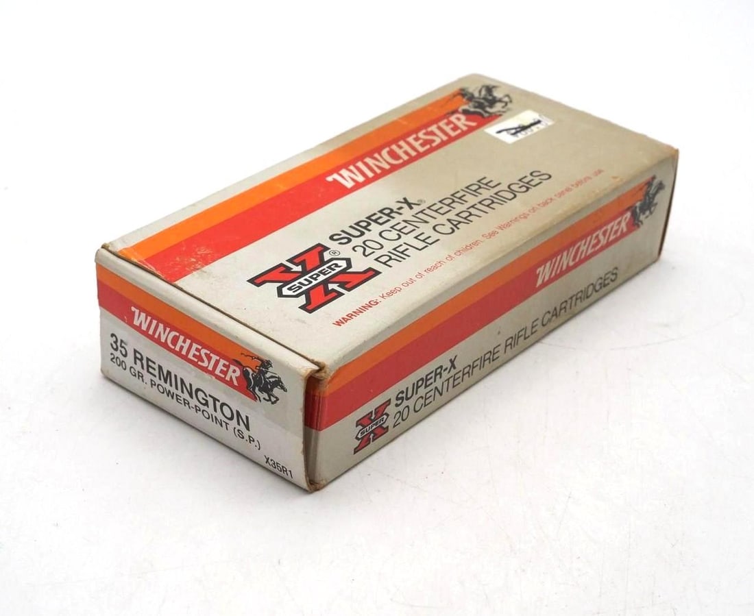 Box of Winchester .35 Remington Cartridges: Box of Winchester .35 Remington Cartridges