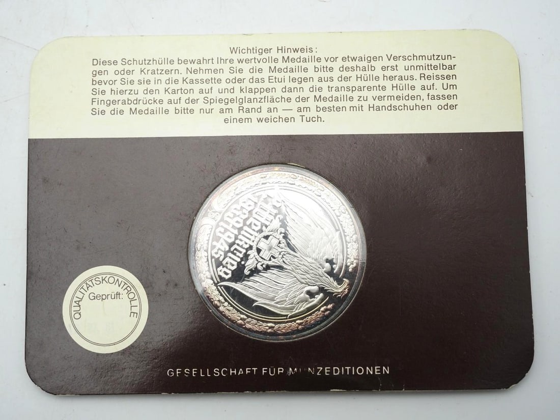 .999 Silver German WWII Commemorative Medallion - 3