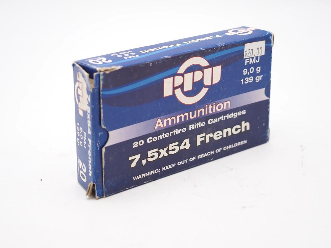 Box of PPU 7.5x54 French Cartridges: Box of PPU 7.5x54 French Cartridges