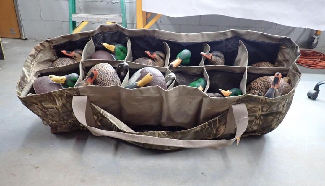 (12) Mallard Duck Decoys: Avian-X & Hard Core; in bag; some rigging included