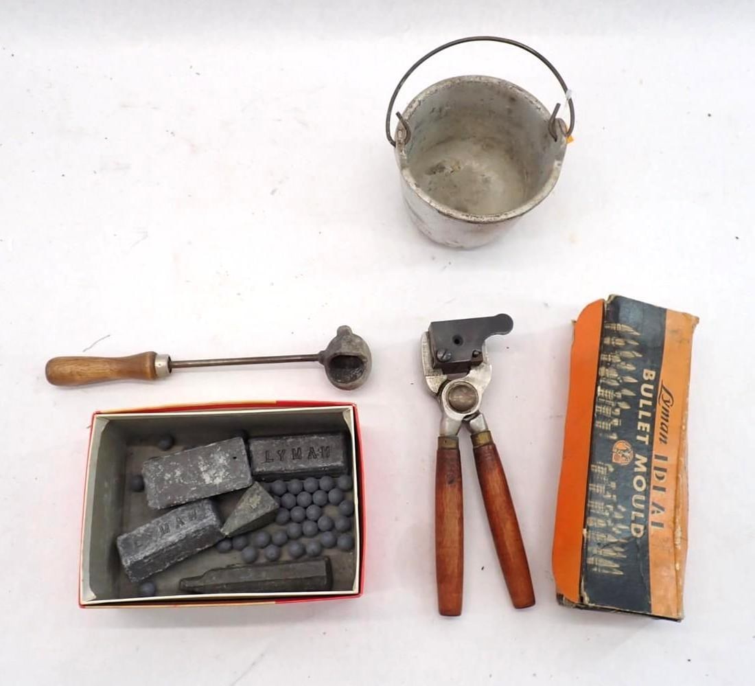 .562" Lyman Ball Mould, Iron Pot, Dipper & Lead: .562" Lyman Ball Mould, Iron Pot, Dipper & Lead