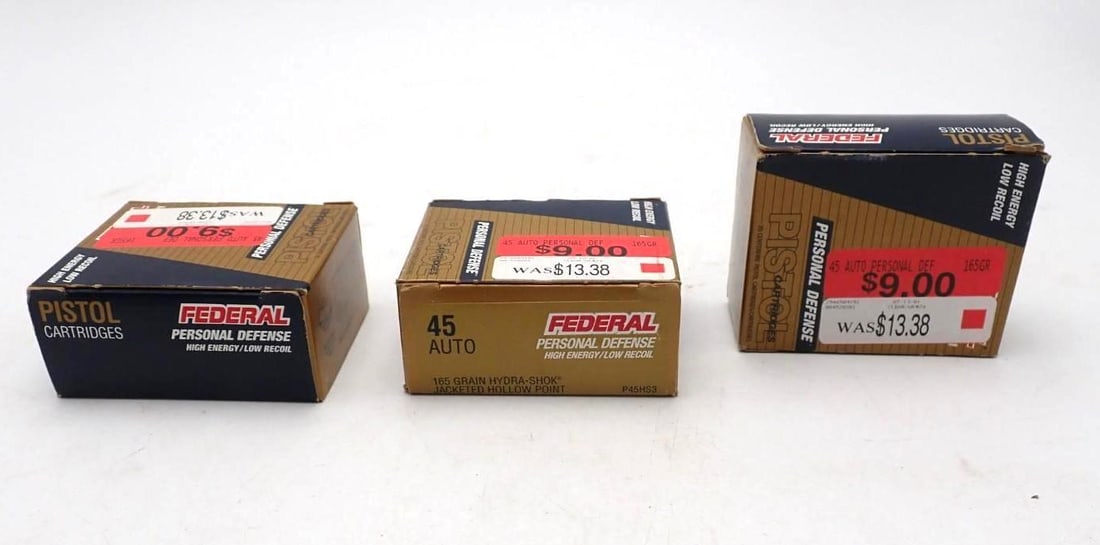 (3) Boxes of Federal Personal Defense .45 ACP Cartridges: (3) Boxes of Federal Personal Defense .45 ACP Cartridges