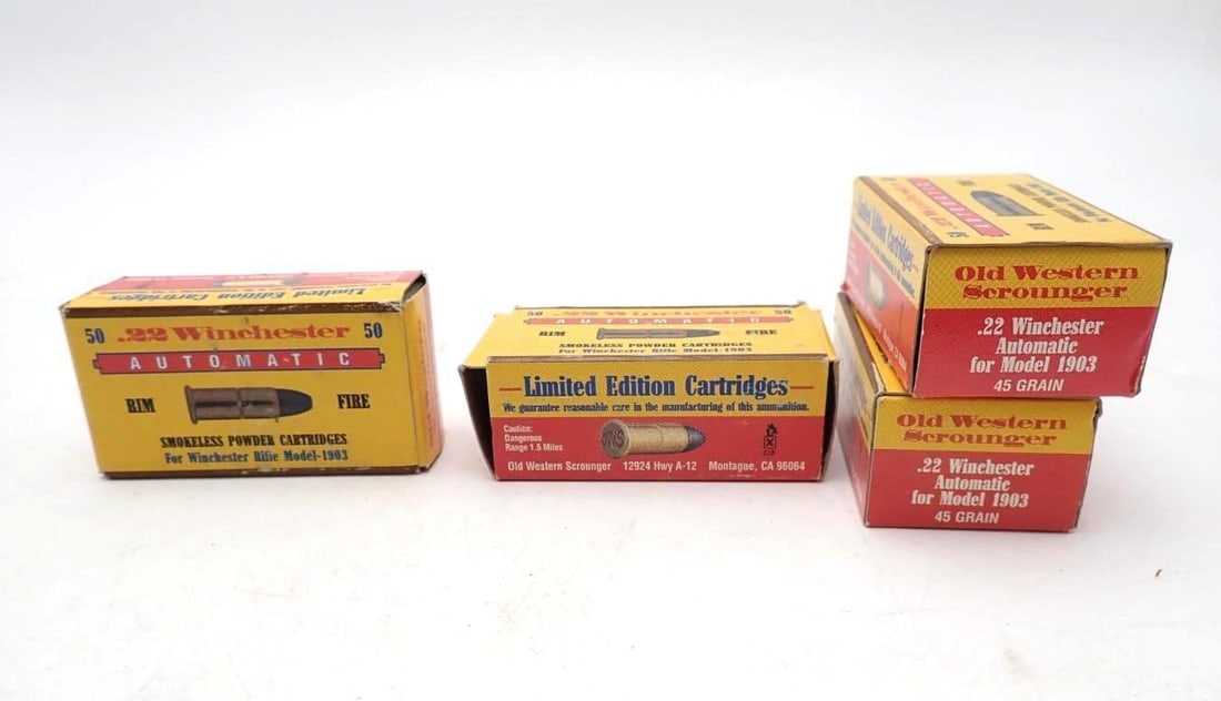 (4) Boxes of .22 Winchester Automatic Cartridges: (4) Boxes of .22 Winchester Automatic Cartridges