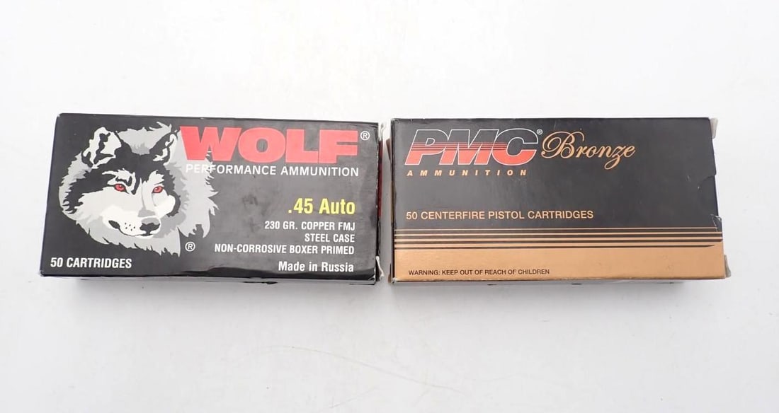 (2) Boxes of .45 ACP Cartridges: (2) Boxes of .45 ACP Cartridges