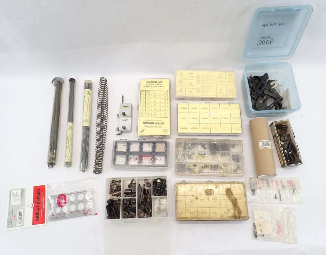 (2) Boxes of Gun Parts: incl.: (102)+/- scope bases; screw assortments; tools; more...