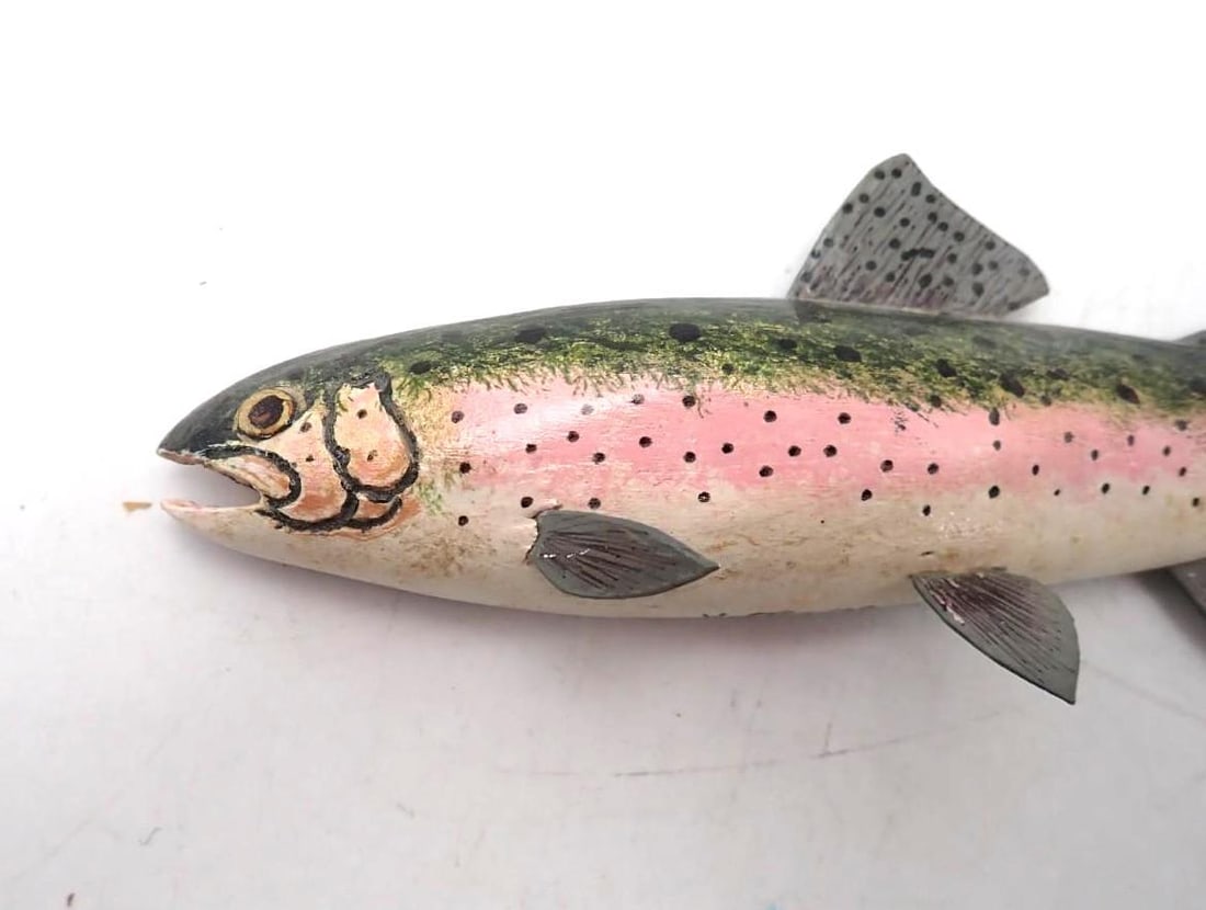 (2) Carved Wood Trout - 10
