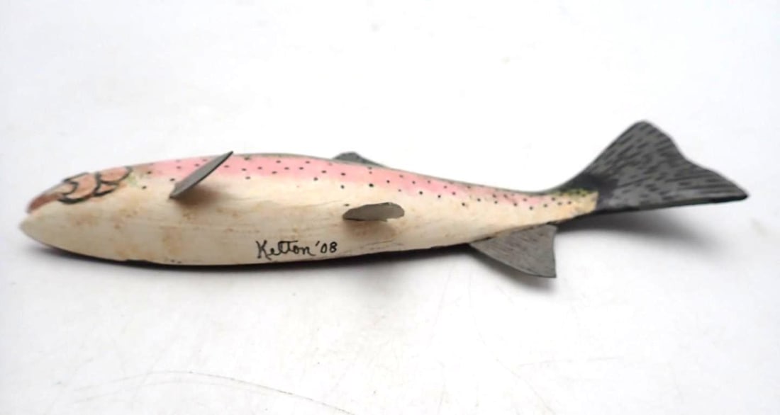 (2) Carved Wood Trout - 12