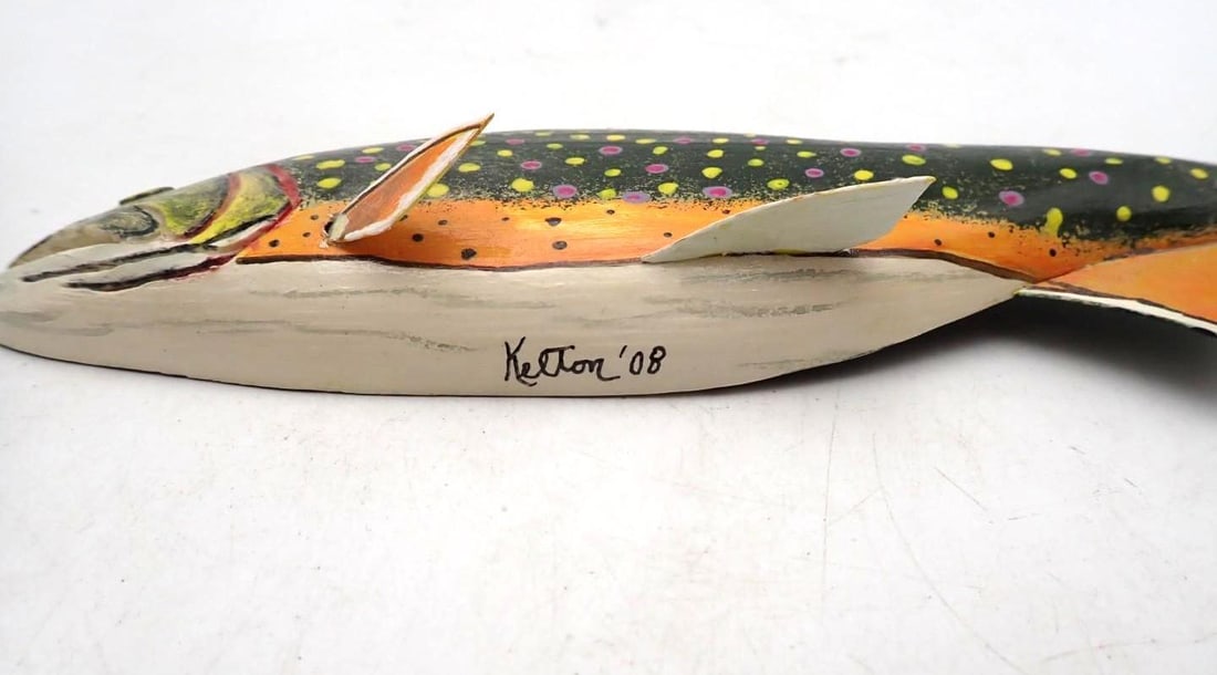 (2) Carved Wood Trout - 4