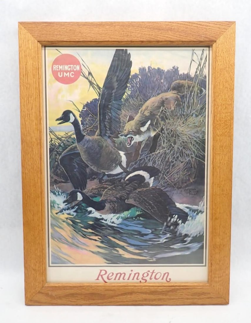 Lynn Bogue Hunt Remington UMC Advertising Lithograph: 24.75" x 18.25" framed, contemporary