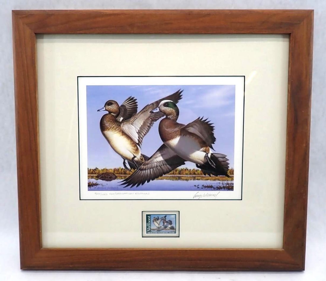 2000 Vermont Duck Stamp & Print: 50/100, 16" x 18" framed, signed en verso by Commissioner