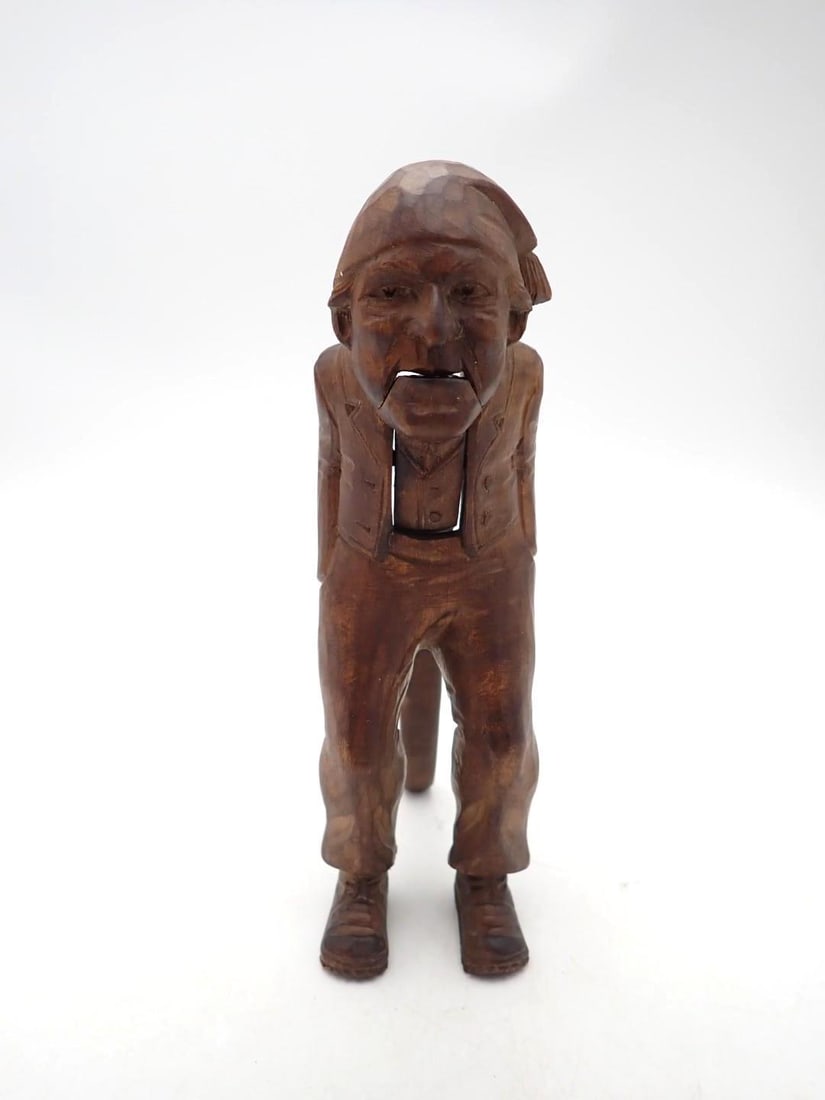 Vintage Carved Burl Nutcracker: 8" in height