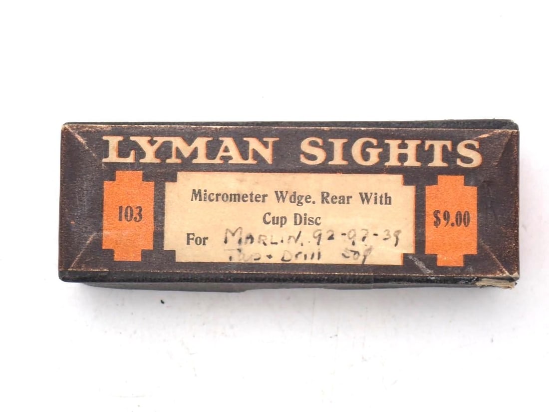 Vintage Lyman No. 103 Sight Box: with the take off Marlin '92 rear sight and elevator