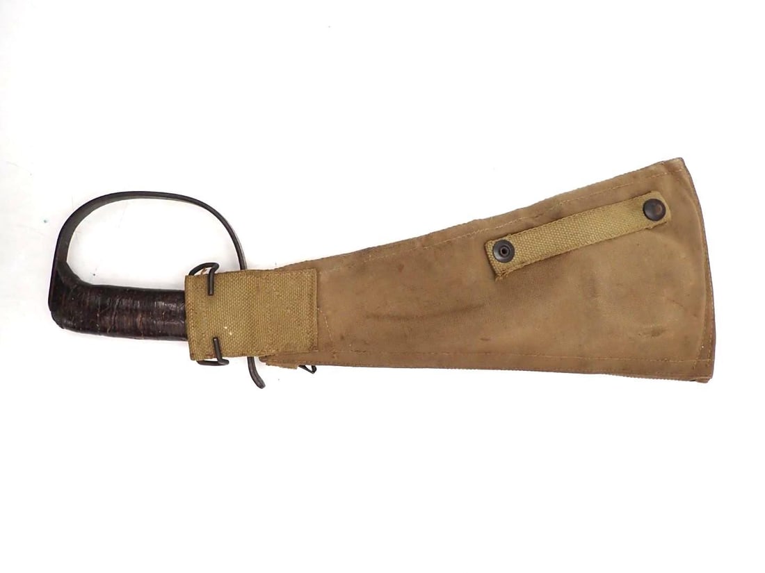 WWII Era Victor LC-14-B Woodman's Pal Machete: with canvas scabbard, sharpening stone, sharpening and fighting guides