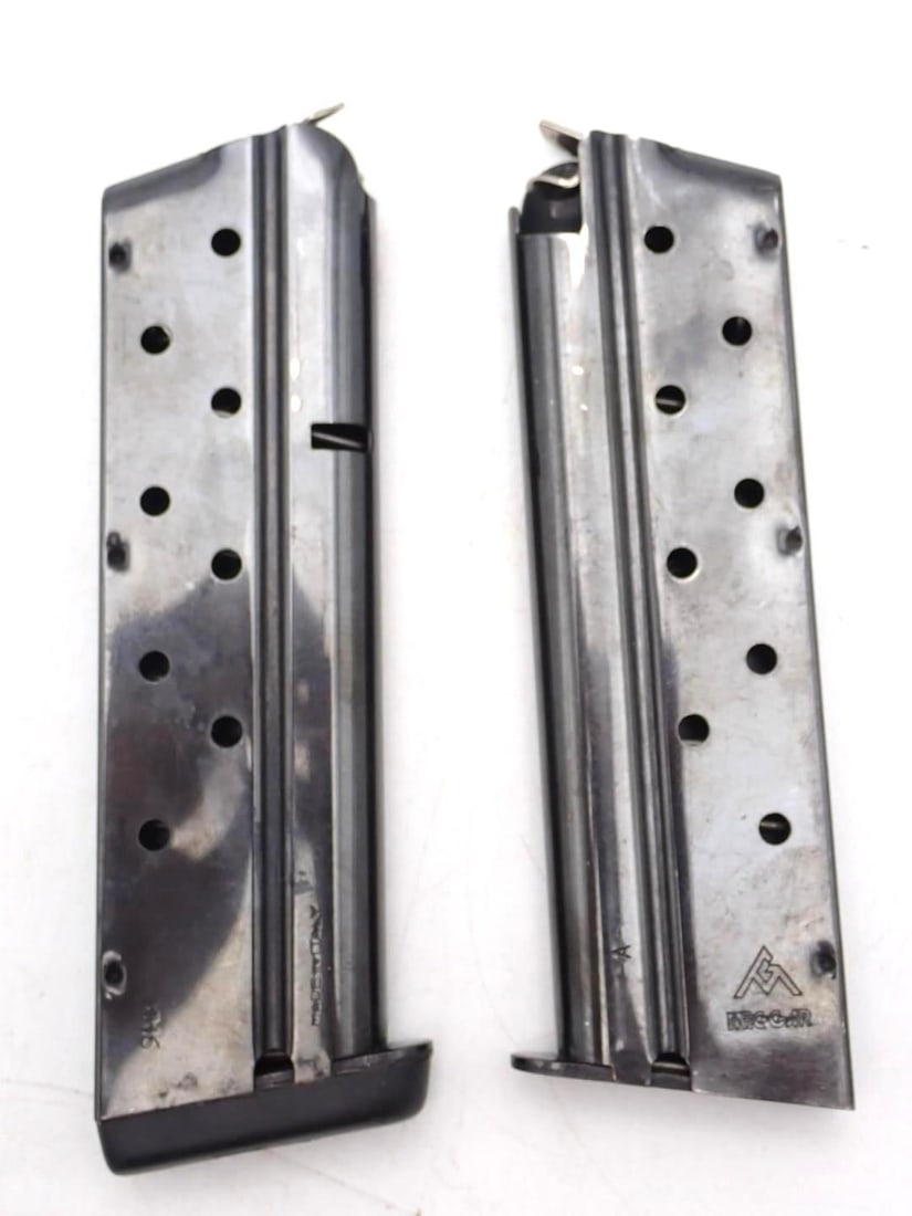 (2) 1911 Platform 9mm Magazines: 8 Round